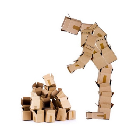 Cardboard Men Box Pile