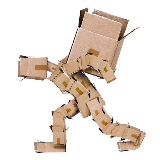 Cardboard Man Carrying Box